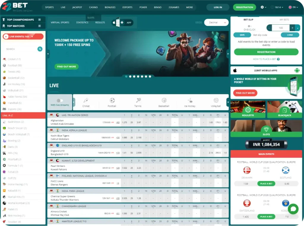 22bet Casino Online in India